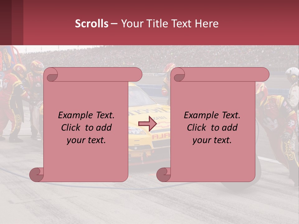 A Group Of People Standing Around A Race Car PowerPoint Template