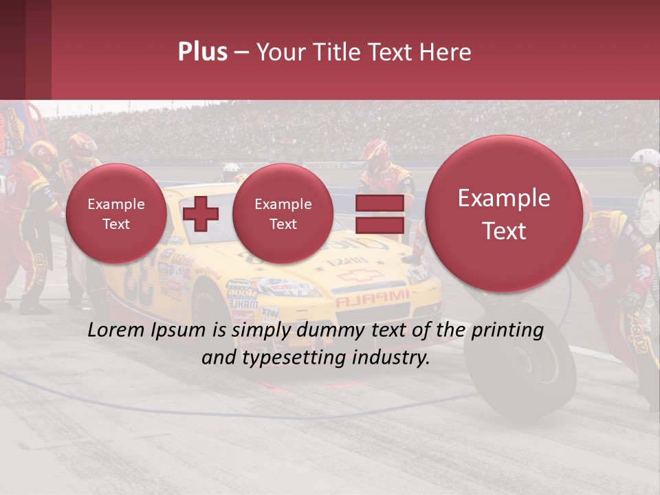 A Group Of People Standing Around A Race Car PowerPoint Template