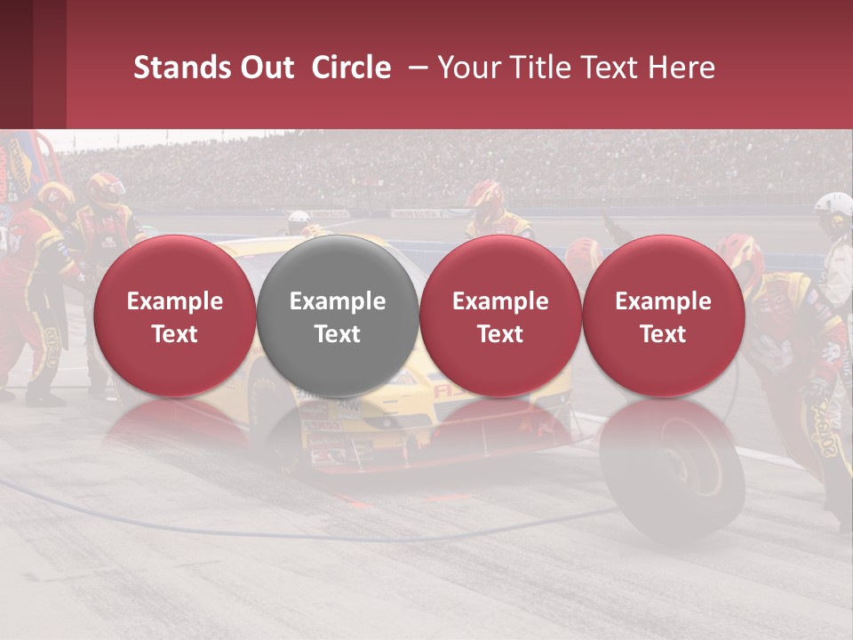 A Group Of People Standing Around A Race Car PowerPoint Template