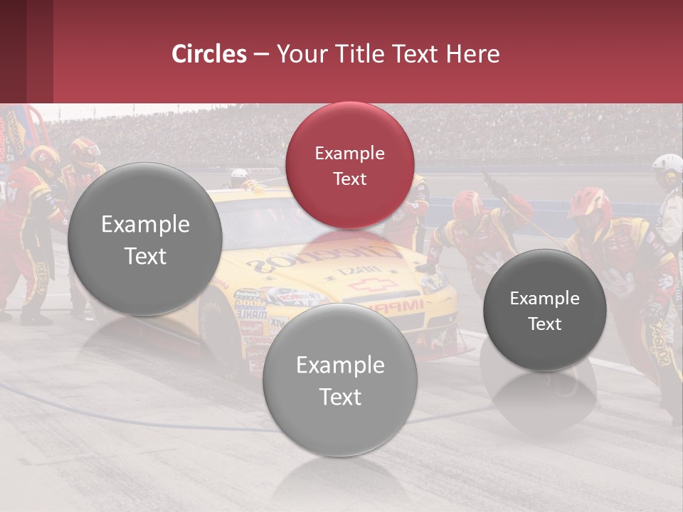 A Group Of People Standing Around A Race Car PowerPoint Template