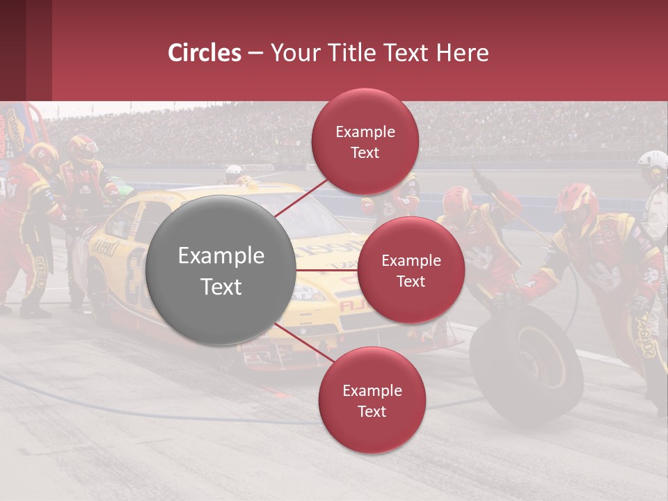 A Group Of People Standing Around A Race Car PowerPoint Template