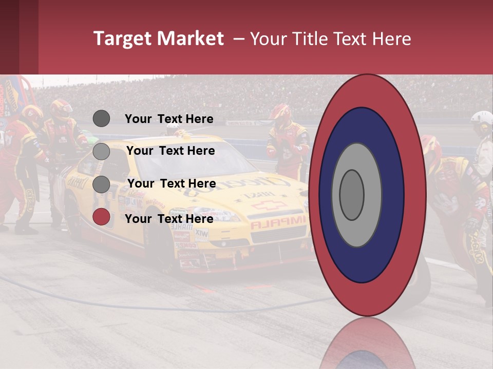 A Group Of People Standing Around A Race Car PowerPoint Template