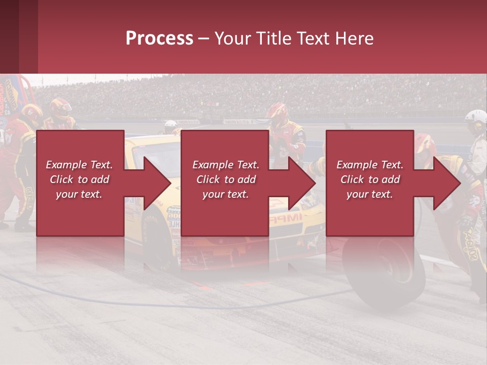A Group Of People Standing Around A Race Car PowerPoint Template