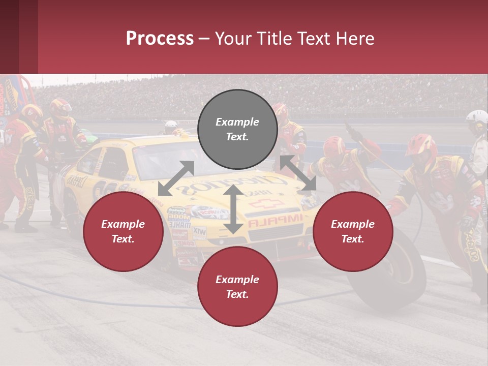A Group Of People Standing Around A Race Car PowerPoint Template
