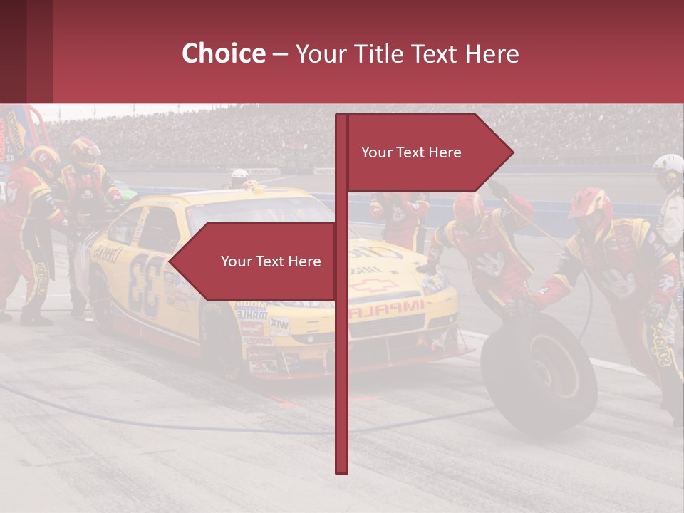 A Group Of People Standing Around A Race Car PowerPoint Template
