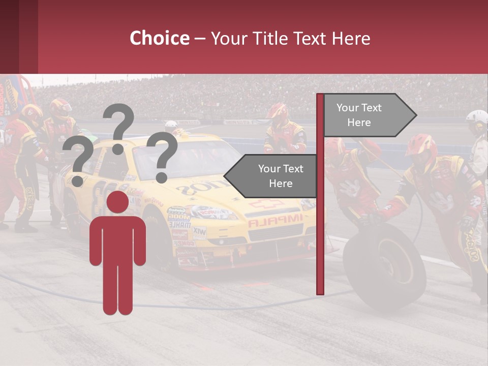 A Group Of People Standing Around A Race Car PowerPoint Template