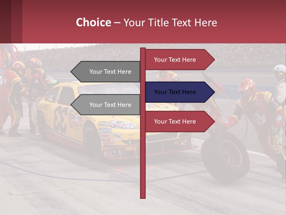 A Group Of People Standing Around A Race Car PowerPoint Template