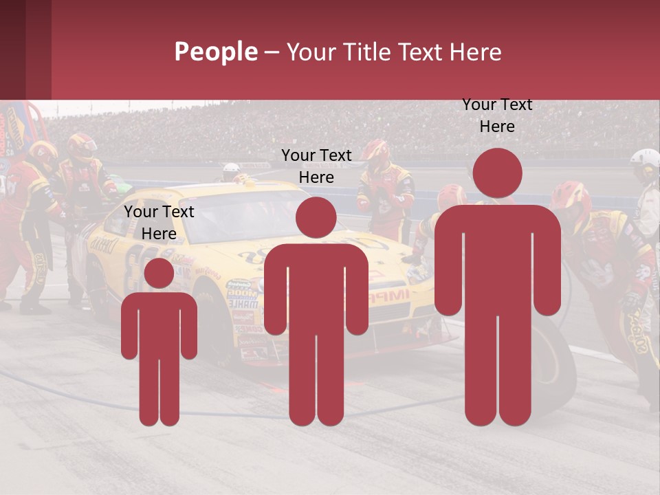 A Group Of People Standing Around A Race Car PowerPoint Template