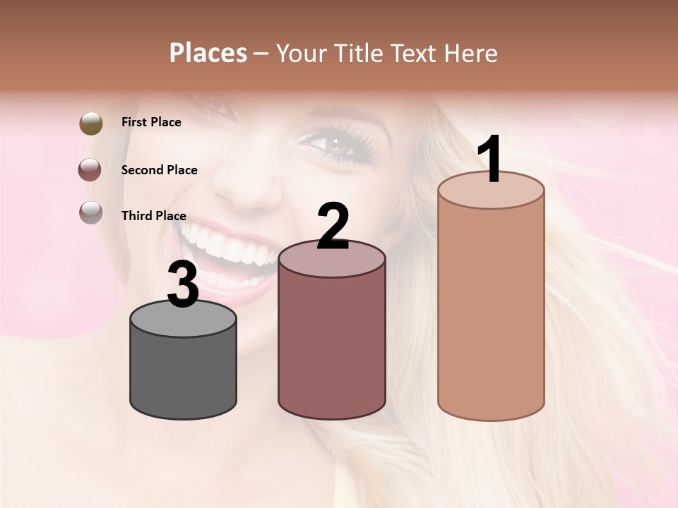 A Woman With Blonde Hair Is Smiling For The Camera PowerPoint Template