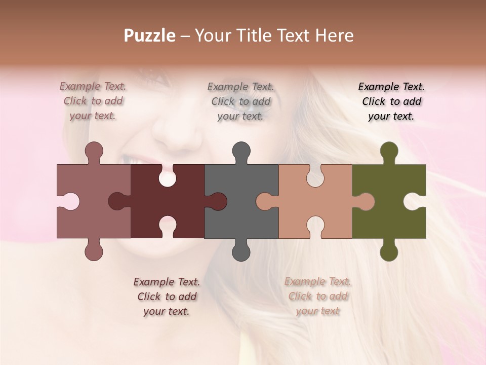 A Woman With Blonde Hair Is Smiling For The Camera PowerPoint Template