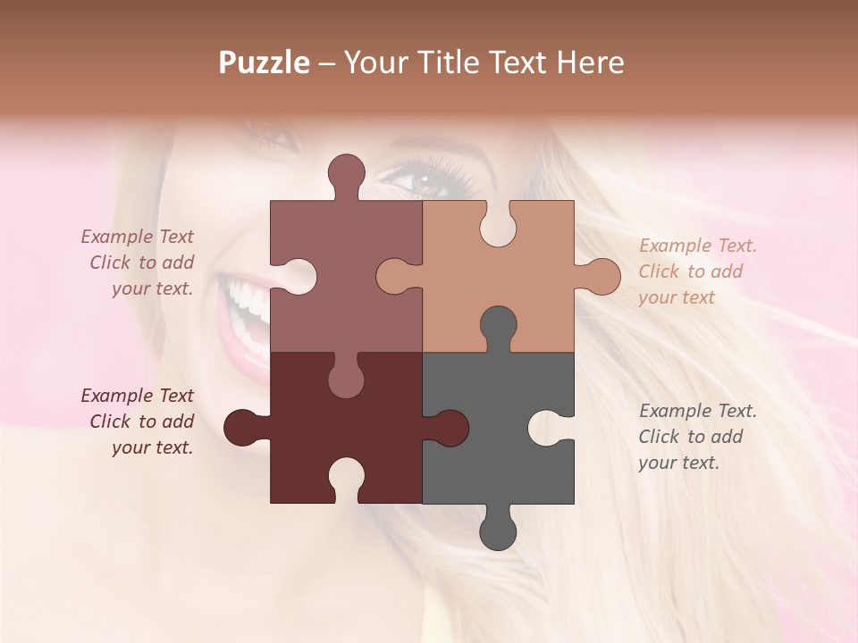 A Woman With Blonde Hair Is Smiling For The Camera PowerPoint Template