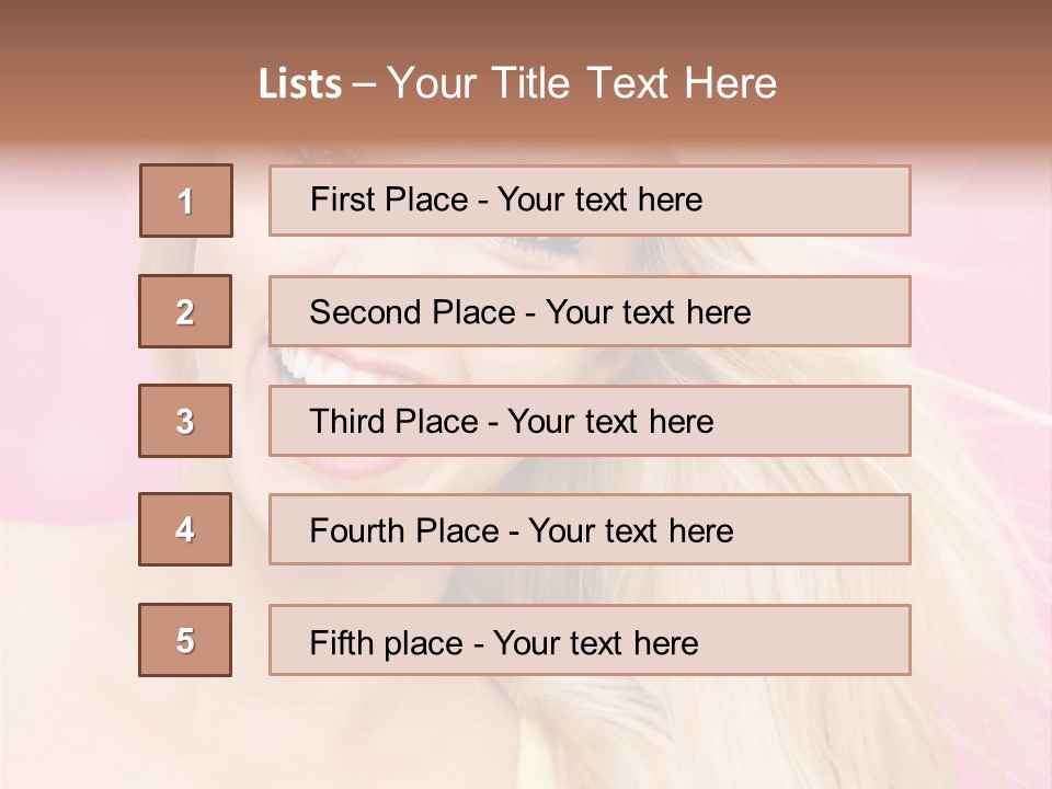 A Woman With Blonde Hair Is Smiling For The Camera PowerPoint Template