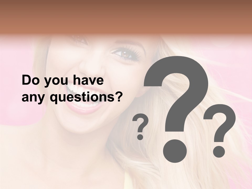 A Woman With Blonde Hair Is Smiling For The Camera PowerPoint Template
