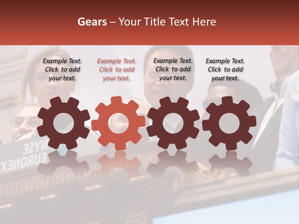 A Group Of People Standing Behind A Podium PowerPoint Template