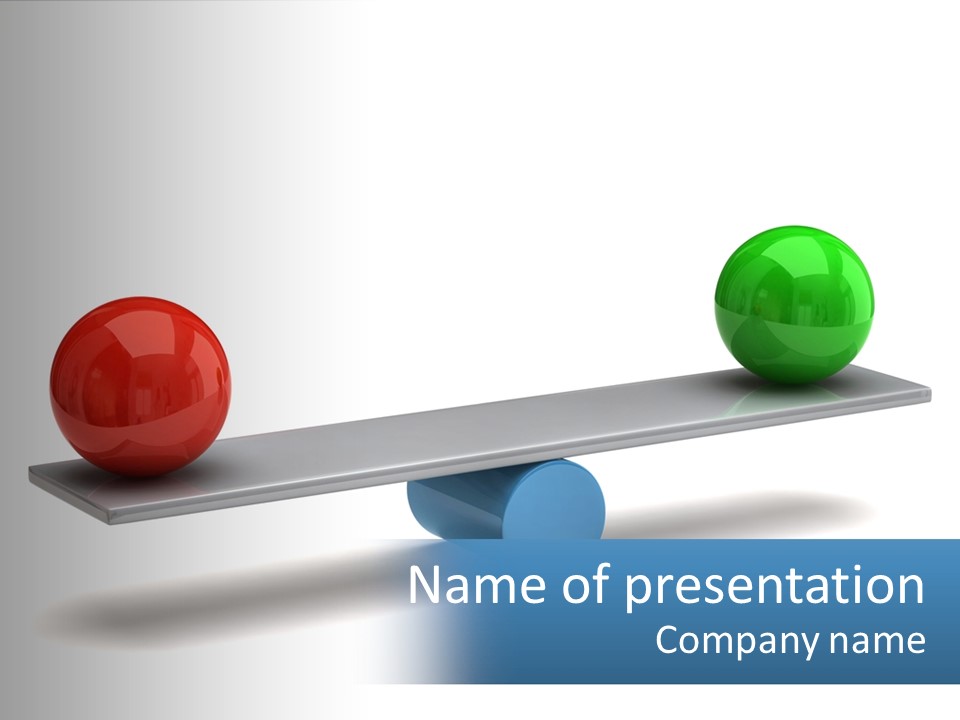 Two Balls On A Scale With A White Background PowerPoint Template
