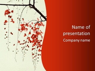 A Tree With Red Leaves On It Powerpoint Template PowerPoint Template
