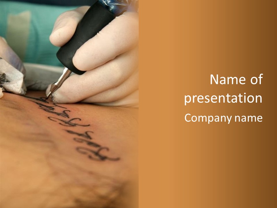 A Person Writing On A Piece Of Paper With A Pen PowerPoint Template