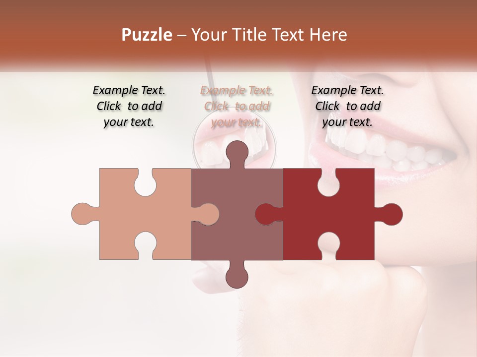 A Woman Is Smiling With A Toothbrush In Her Mouth PowerPoint Template