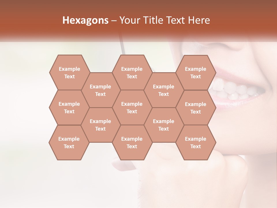 A Woman Is Smiling With A Toothbrush In Her Mouth PowerPoint Template