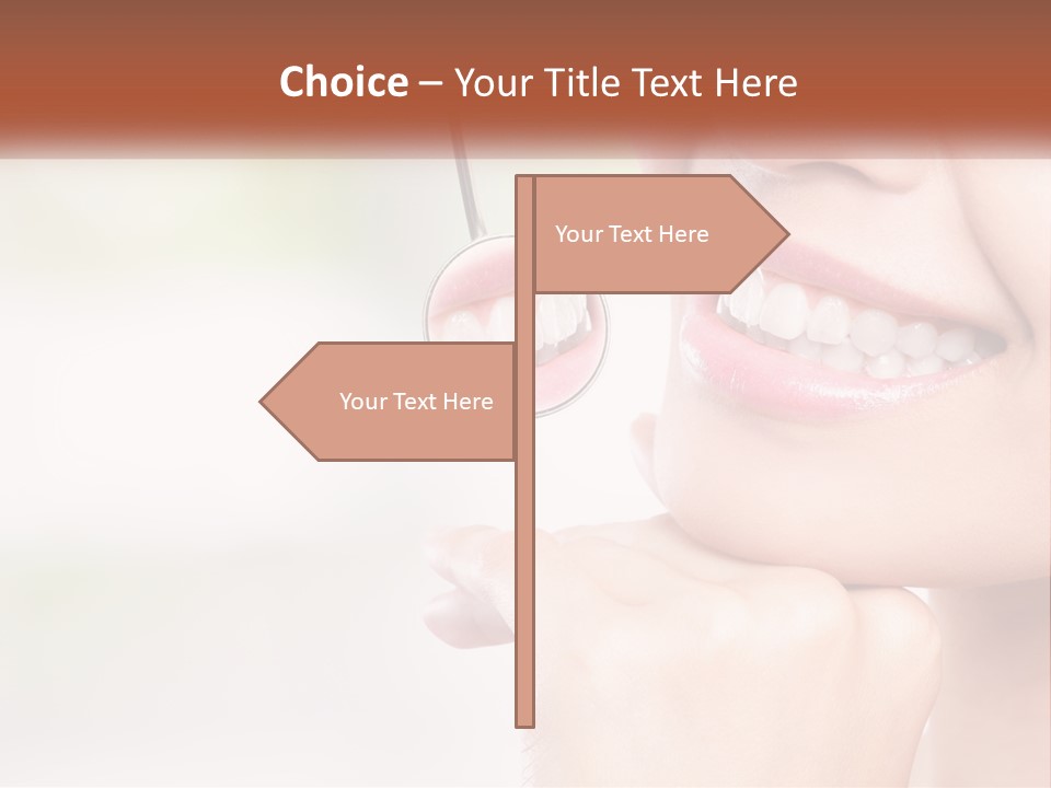 A Woman Is Smiling With A Toothbrush In Her Mouth PowerPoint Template