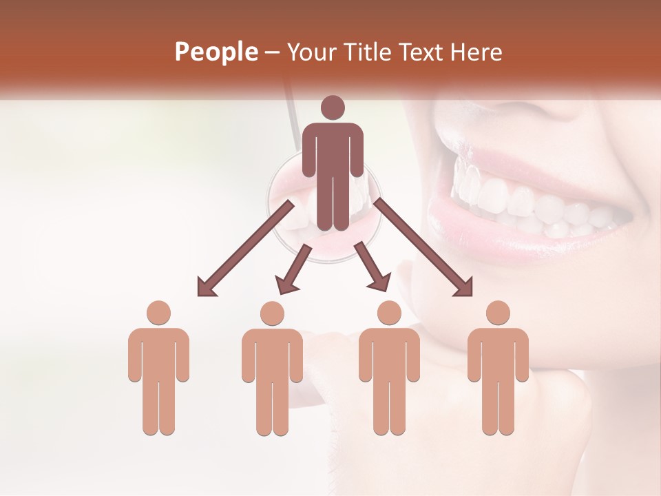 A Woman Is Smiling With A Toothbrush In Her Mouth PowerPoint Template