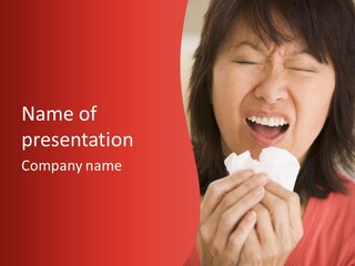 A Woman Eating A Piece Of Food With Her Eyes Closed PowerPoint Template