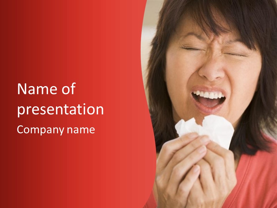 A Woman Eating A Piece Of Food With Her Eyes Closed PowerPoint Template
