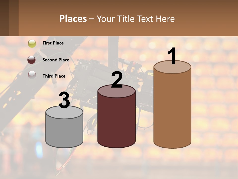 A Camera Attached To A Tripod In Front Of A Wall Of Oranges PowerPoint Template