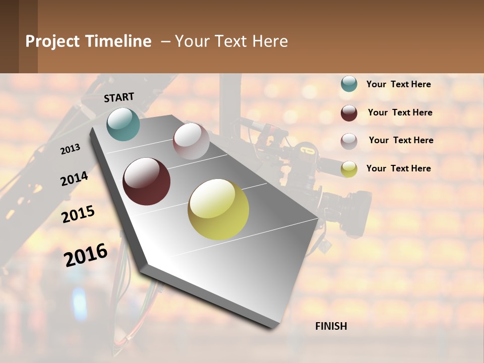 A Camera Attached To A Tripod In Front Of A Wall Of Oranges PowerPoint Template