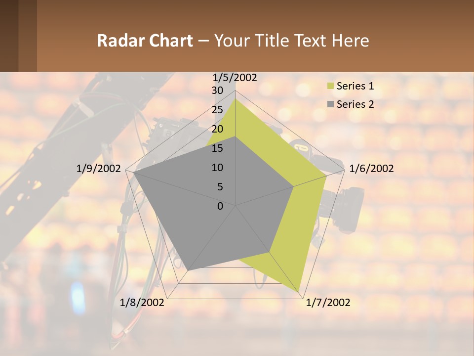 A Camera Attached To A Tripod In Front Of A Wall Of Oranges PowerPoint Template