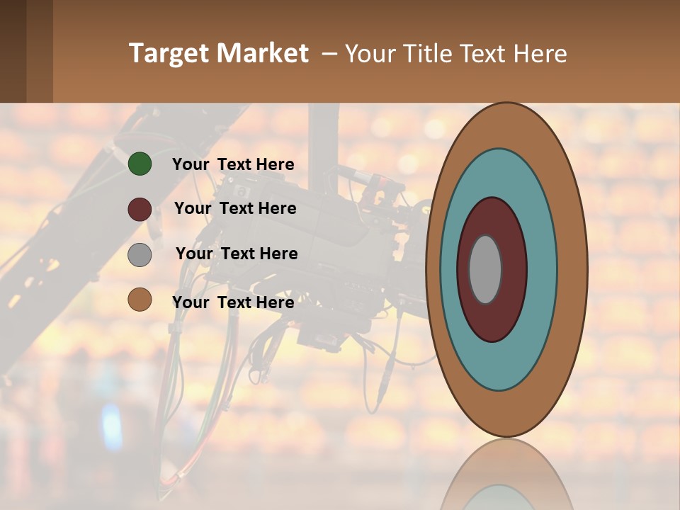 A Camera Attached To A Tripod In Front Of A Wall Of Oranges PowerPoint Template