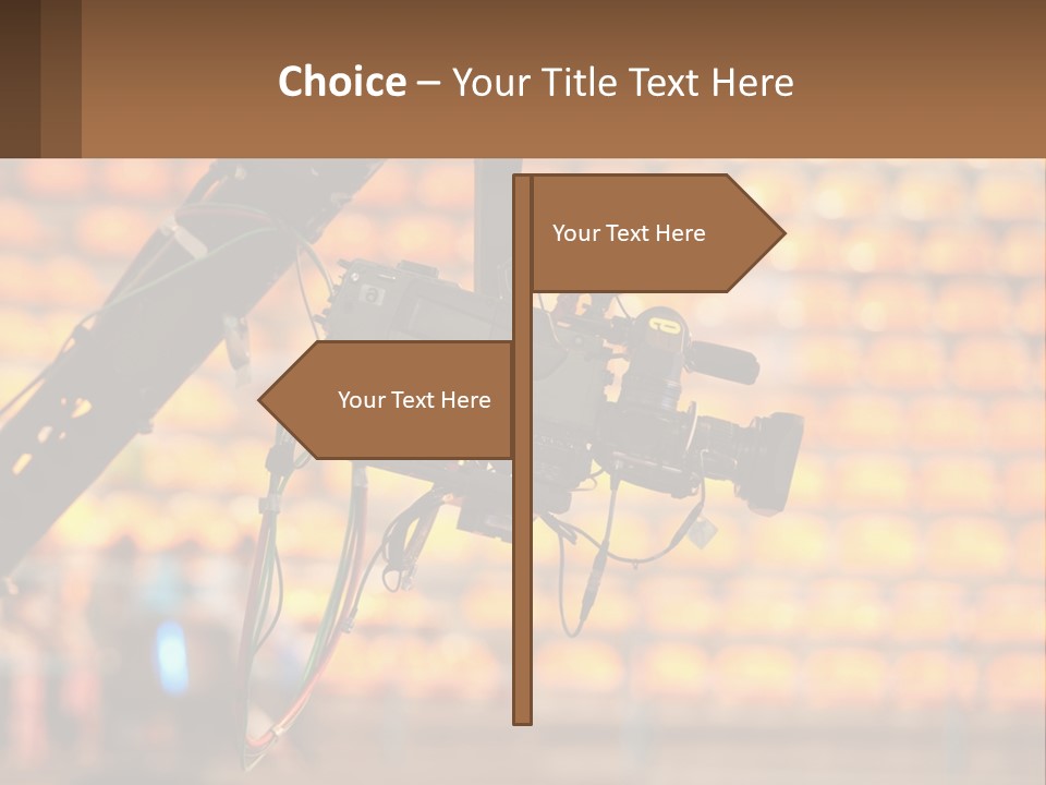 A Camera Attached To A Tripod In Front Of A Wall Of Oranges PowerPoint Template