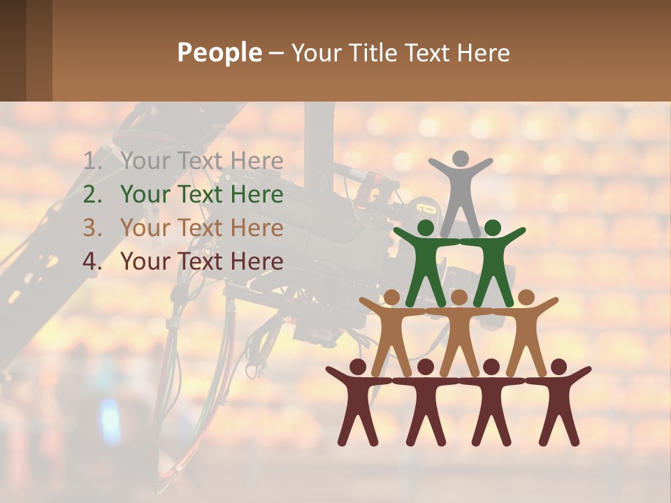 A Camera Attached To A Tripod In Front Of A Wall Of Oranges PowerPoint Template