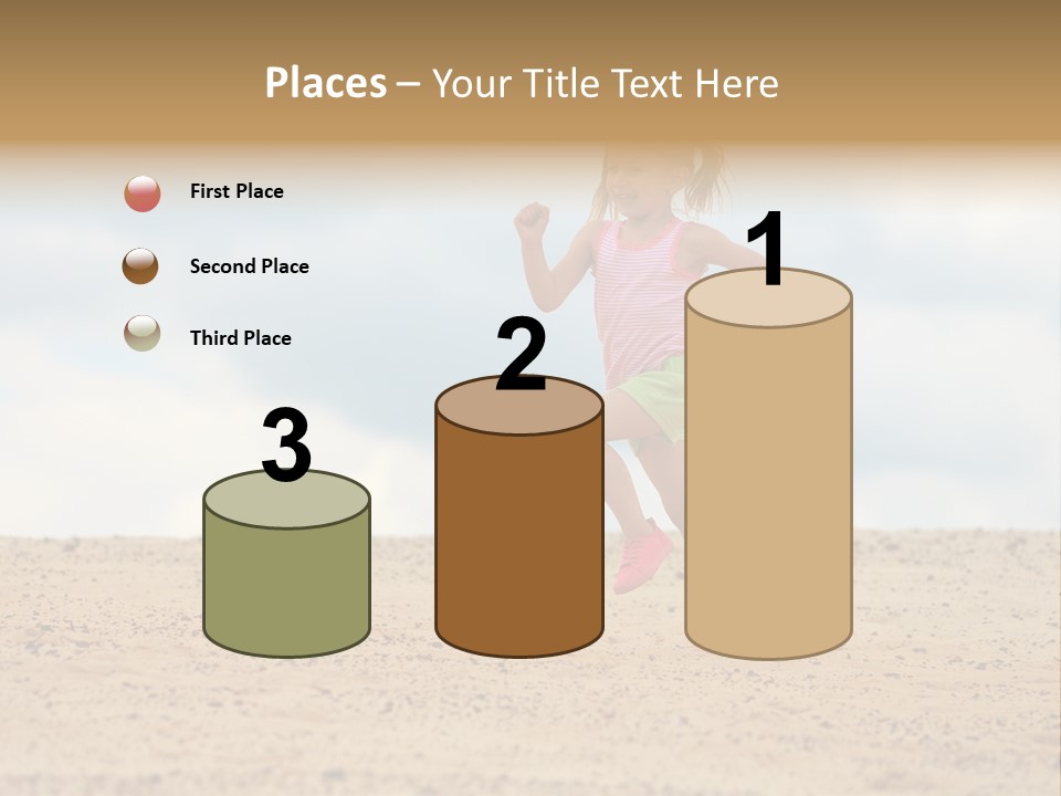 A Little Girl Running Across A Sandy Beach PowerPoint Template