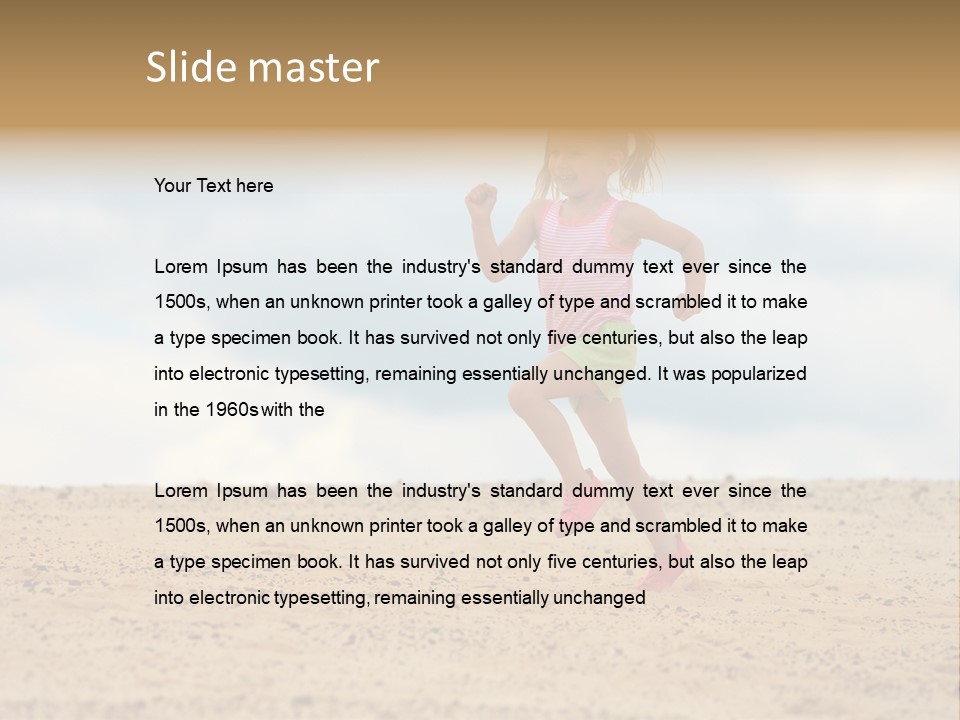 A Little Girl Running Across A Sandy Beach PowerPoint Template