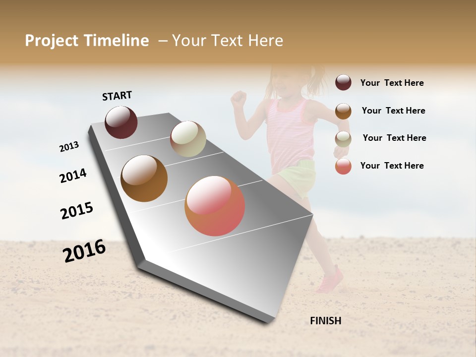 A Little Girl Running Across A Sandy Beach PowerPoint Template