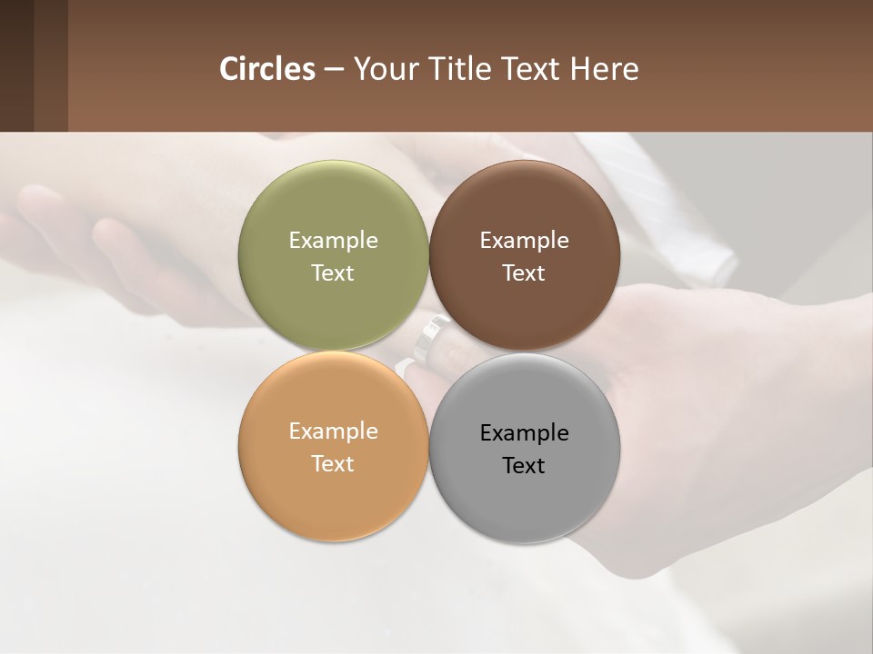 A Bride And Groom Holding Hands With A Ring On Their Finger PowerPoint Template