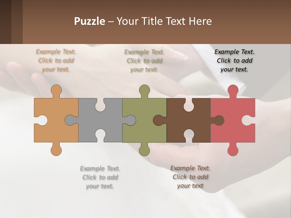 A Bride And Groom Holding Hands With A Ring On Their Finger PowerPoint Template