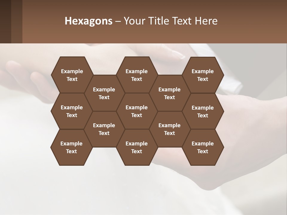 A Bride And Groom Holding Hands With A Ring On Their Finger PowerPoint Template