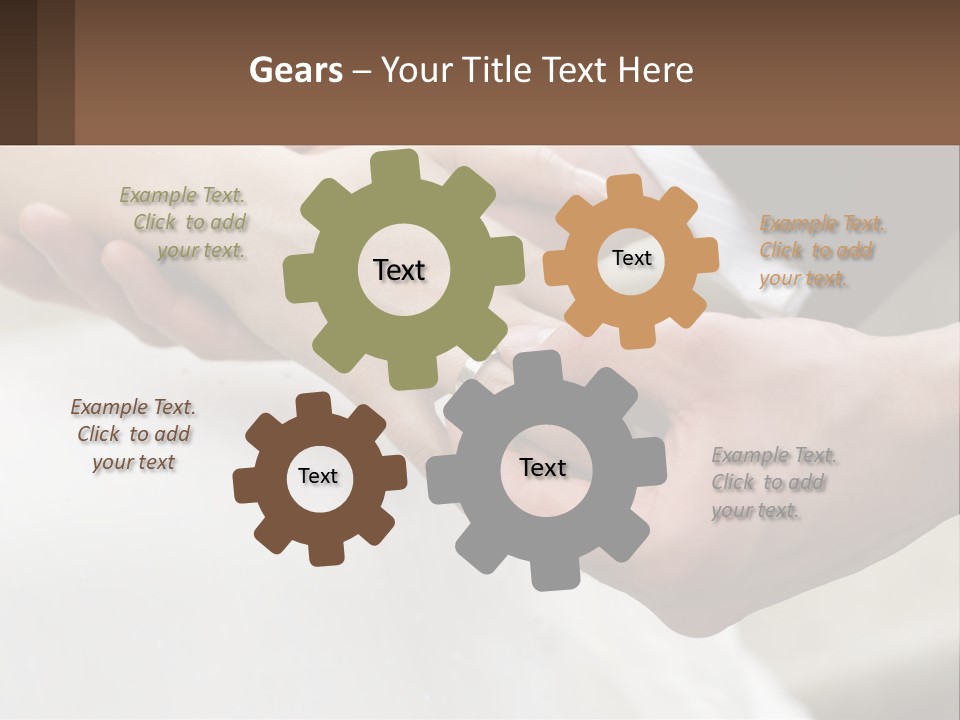 A Bride And Groom Holding Hands With A Ring On Their Finger PowerPoint Template