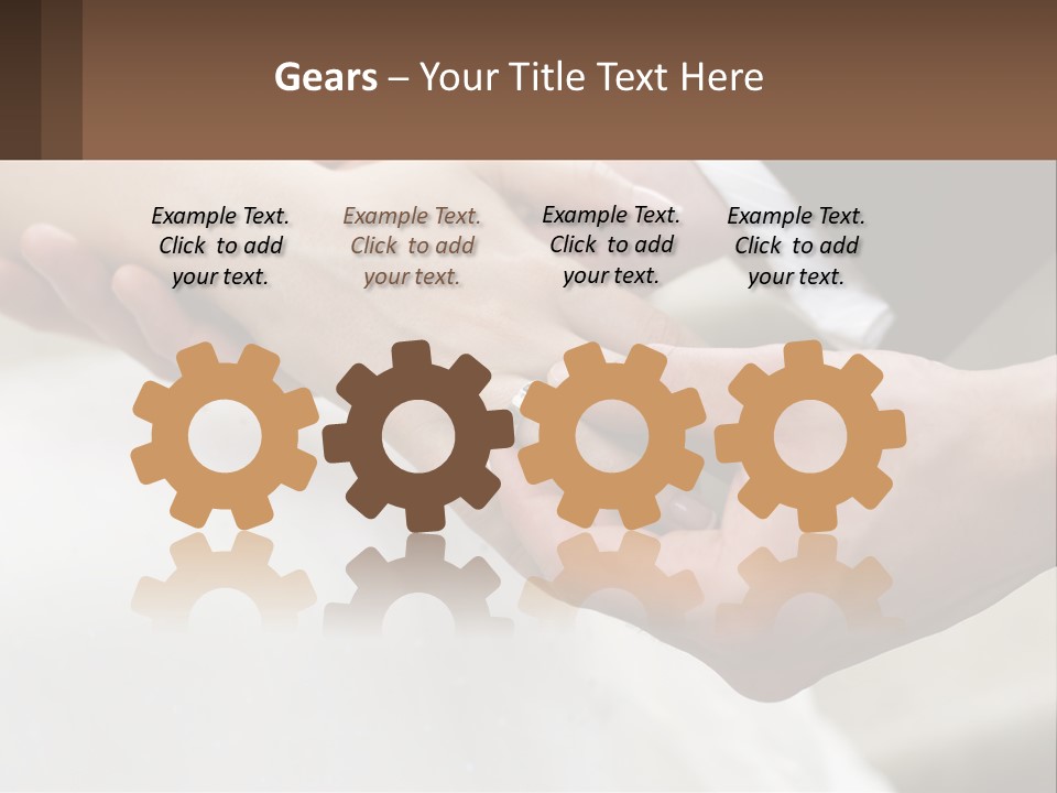 A Bride And Groom Holding Hands With A Ring On Their Finger PowerPoint Template