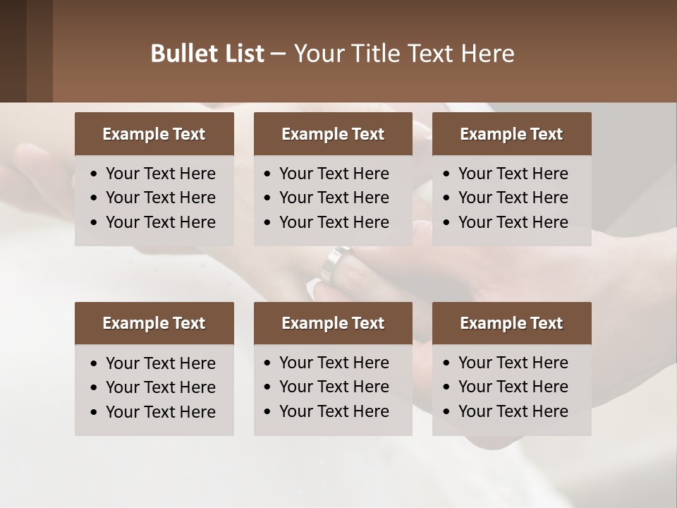 A Bride And Groom Holding Hands With A Ring On Their Finger PowerPoint Template