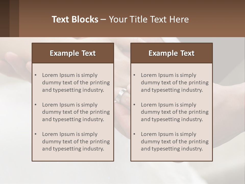 A Bride And Groom Holding Hands With A Ring On Their Finger PowerPoint Template