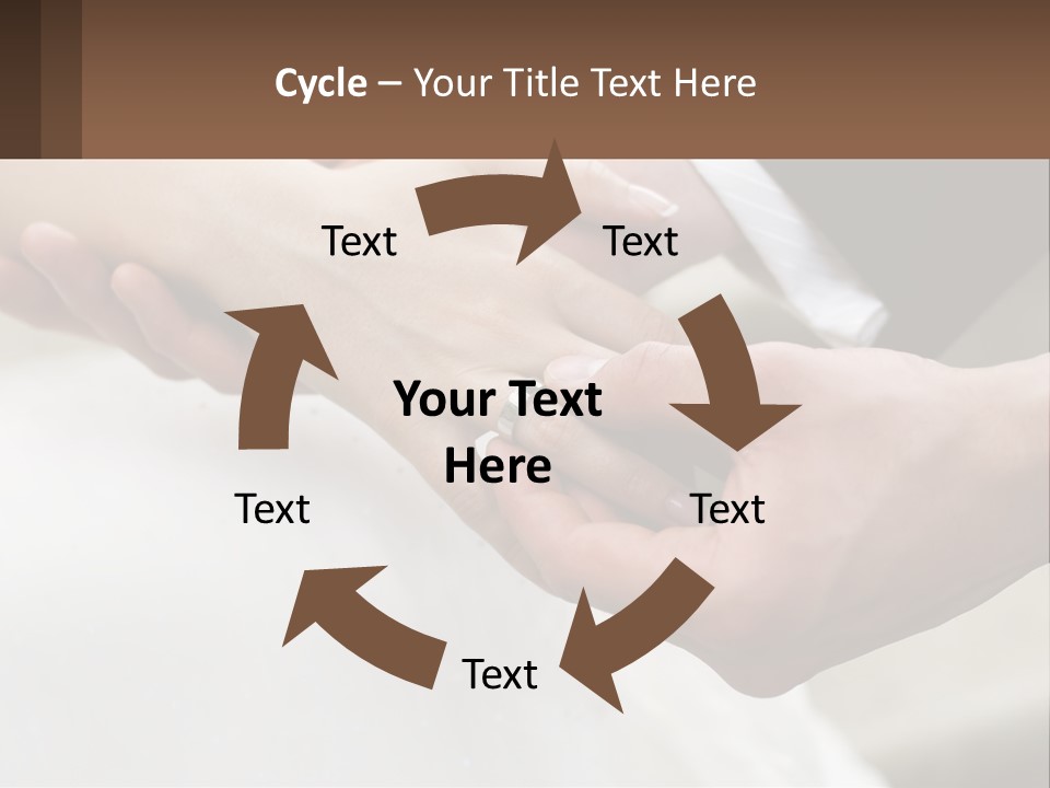 A Bride And Groom Holding Hands With A Ring On Their Finger PowerPoint Template