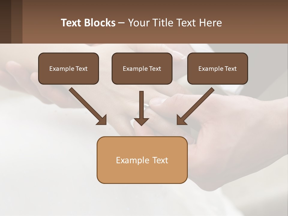 A Bride And Groom Holding Hands With A Ring On Their Finger PowerPoint Template