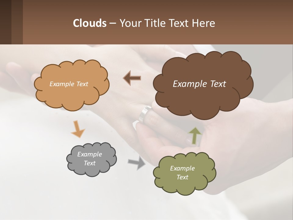 A Bride And Groom Holding Hands With A Ring On Their Finger PowerPoint Template