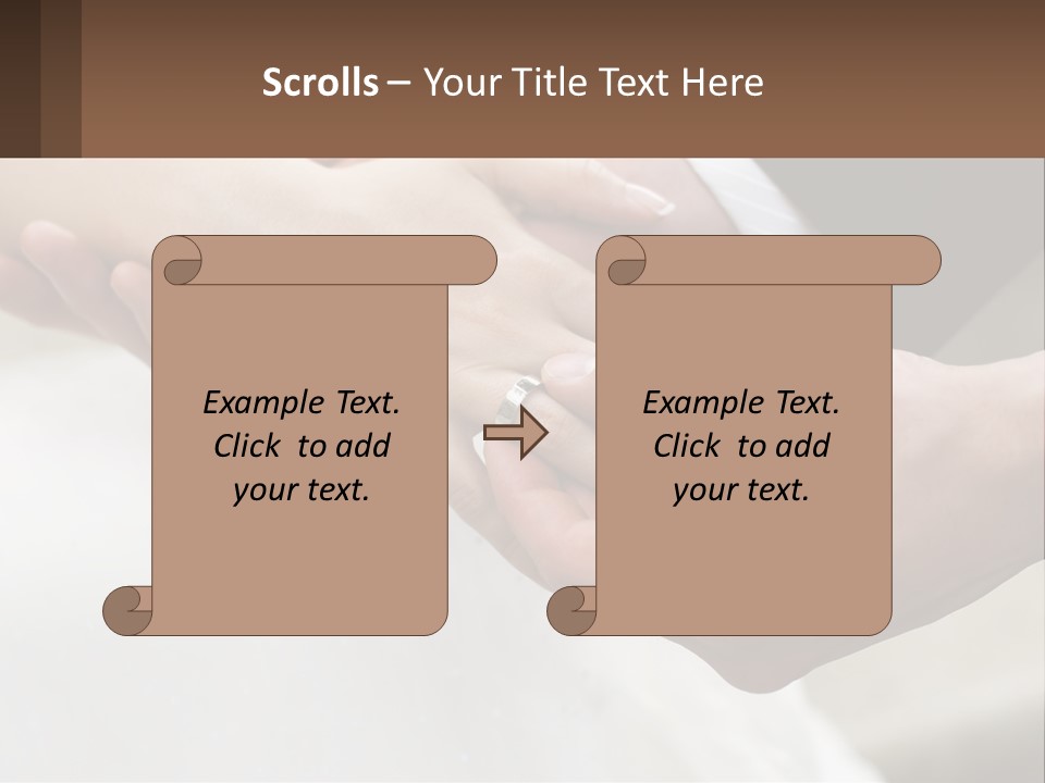 A Bride And Groom Holding Hands With A Ring On Their Finger PowerPoint Template