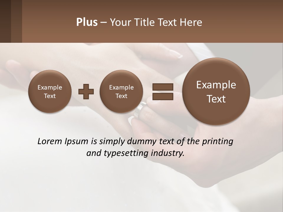 A Bride And Groom Holding Hands With A Ring On Their Finger PowerPoint Template