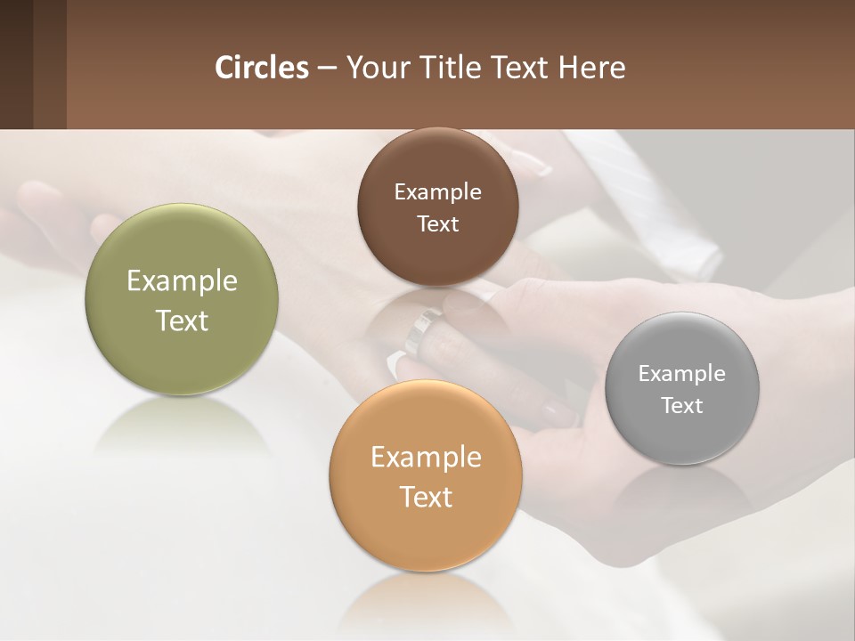 A Bride And Groom Holding Hands With A Ring On Their Finger PowerPoint Template