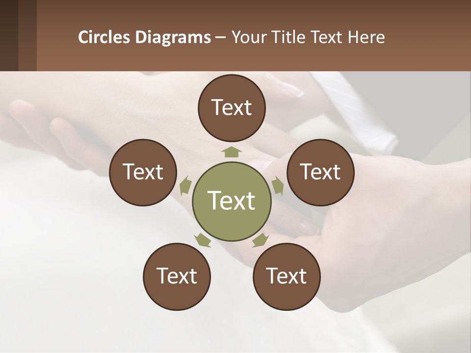 A Bride And Groom Holding Hands With A Ring On Their Finger PowerPoint Template